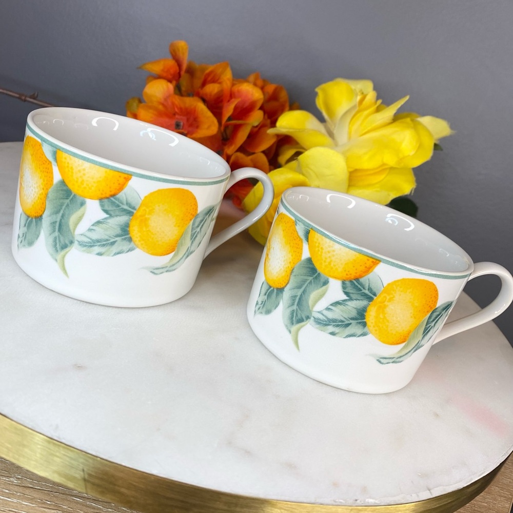 Vintage Coffee Mugs Oranges Country Fruit Julie Pople 1990s Avon Tea Cup Ceramic